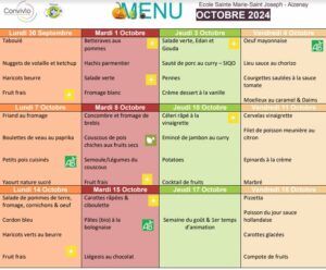 Menu du mois d’Octobre